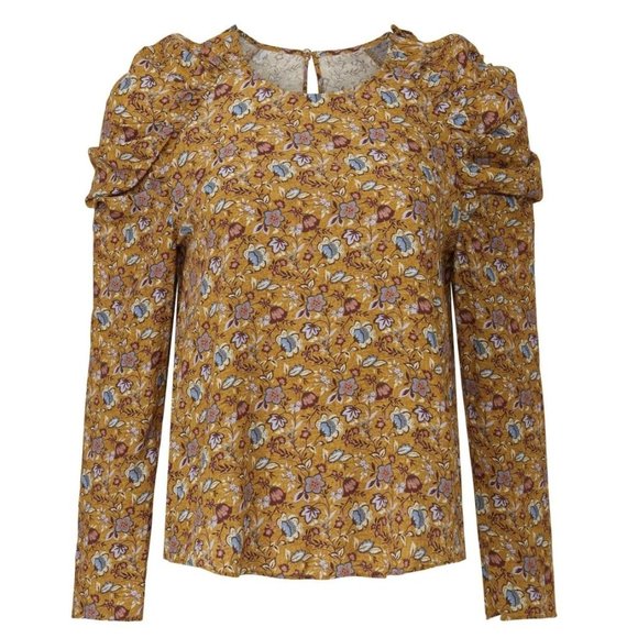 REBECCA MINKOFF Carrie Puff Shoulder Top Golden Yellow - NWT - Picture 4 of 6